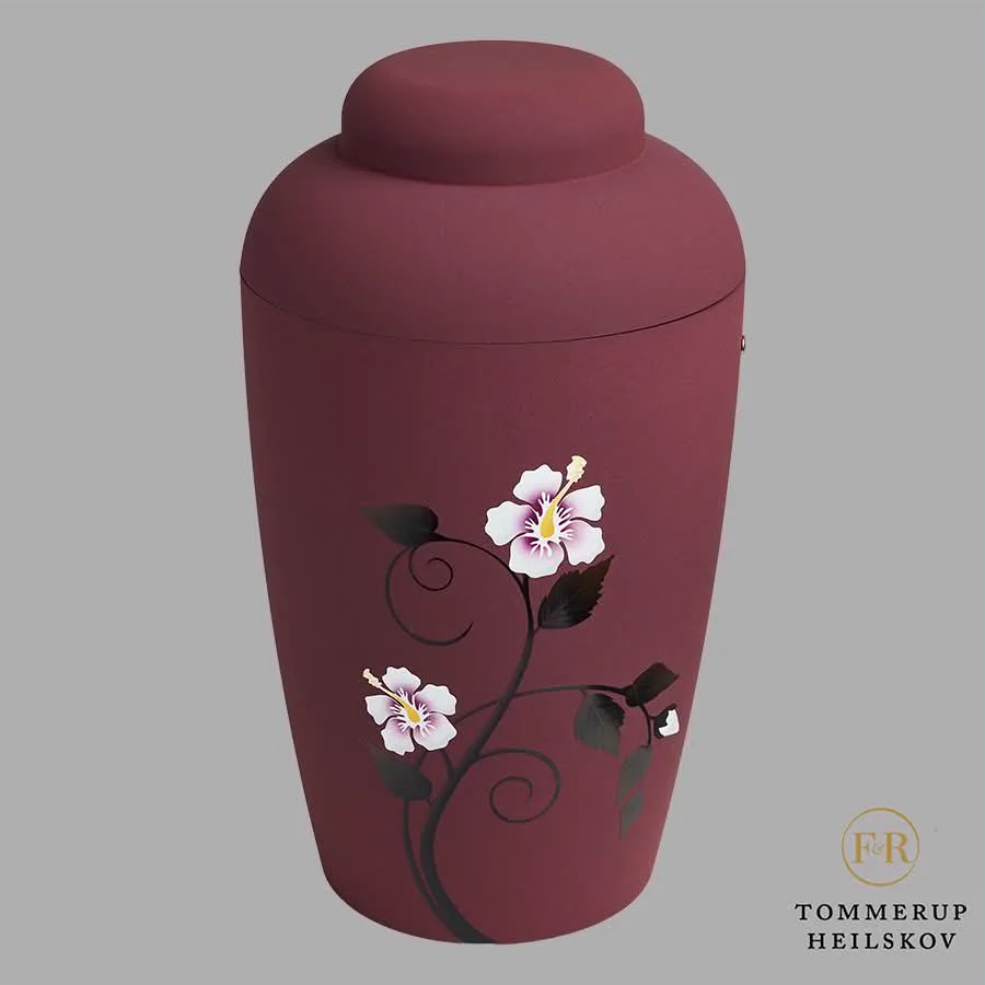Soft Urne Bordeaux med Blomstermotiv